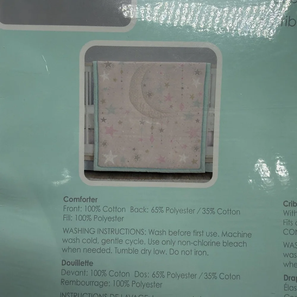 Just Born Pale Pink Crescent Moon & Unicorns Baby Bedding Set Love & Sugar